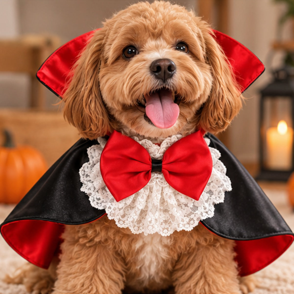 Vampire Cape Pet Costume, high-collared Halloween cape for dogs and cats (photo 1 of 8)