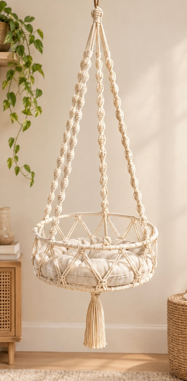 Macramé Hanging Cat Hammock