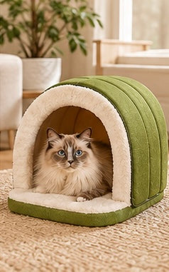 Hooded Pet Cave Bed