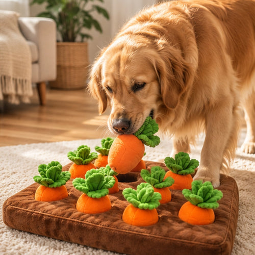 Carrot Patch Forage Toy, plush carrot patch treat-hiding toy for dogs (photo 1 of 9)