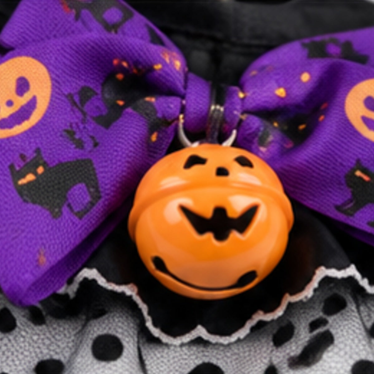 Cat Witch Hat & Collar Set, pointed witch hat and ruffled pumpkin collar for cats (photo 4 of 9)