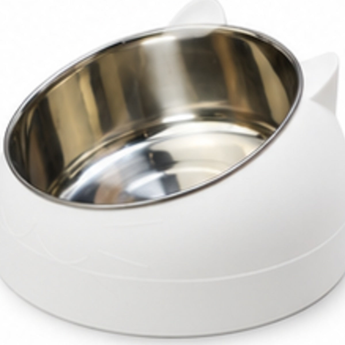 Tilted Steel Cat Bowl, stainless steel bowl on a raised 15° tilted stand (photo 6 of 10)