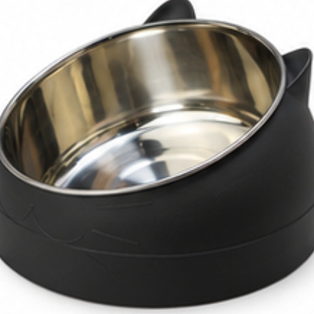 Tilted Steel Cat Bowl, stainless steel bowl on a raised 15° tilted stand (photo 7 of 10)