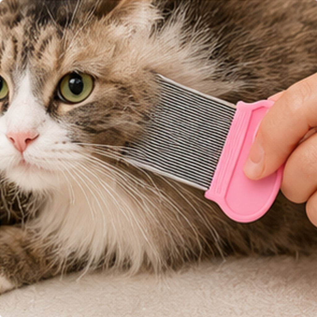Cat Grooming Kit with slicker brush, flea comb, bath brush and nail clippers (photo 9 of 9)
